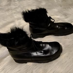 Vintage Italian leather fur boots